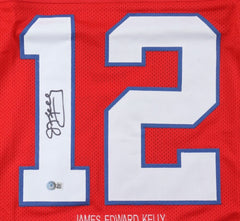 Jim Kelly Signed Buffalo Bills Red Career Highlight Stat Jersey (Beckett) HOF QB