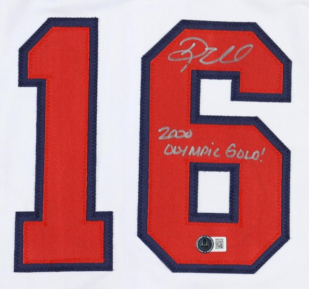 Doug Mientkiewicz Signed Team USA Jersey Inscribed "2000 Olympic Gold" (Beckett)
