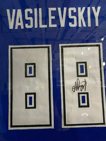 Andrei Vasilevskiy Signed Tampa Bay Lightning 35"x43" Framed Jersey (JSA COA)