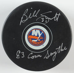 Billy Smith Signed New York Islanders Logo Puck Inscribed 83 Conn Smythe/PSA COA