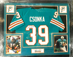 Larry Csonka Signed Miami Dolphins 35"x43" Framed Jersey (Beckett) 5xPro Bowl RB