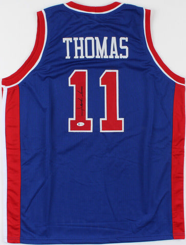 Isiah Thomas Signed Detroit Pistons Jersey (Beckett COA) 12xNBA All-Star Guard