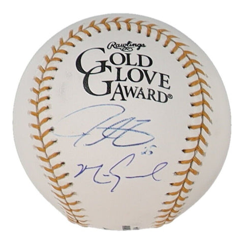 Derek Lee & Mark Grace Signed Chicago Cubs Gold Glove Award Baseball (JSA) 1st B