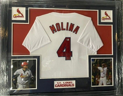 Yadier Molina Signed St Louis Cardinals 35"x43" Framed Jersey (Beckett) Catcher