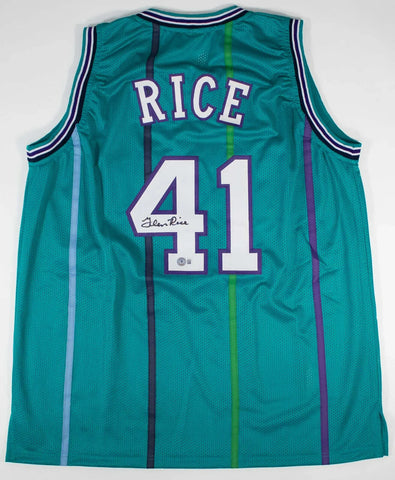 Glen Rice Signed Charlotte Hornets Teal Pinstriped Jersey (Beckett) 3xAll Star