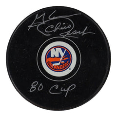 Glenn "Chico" Resch Signed New York Islanders Puck Inscribed "80 Cup" (JSA COA)