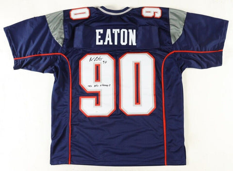 Chad Eaton Signed New England Patriots Jersey Inscrbed 1996 AFC Champs(JSA COA)