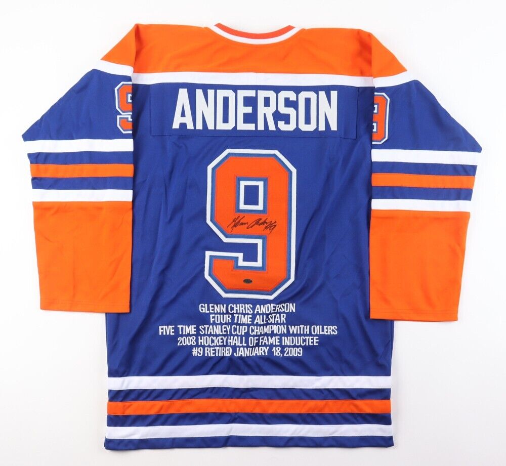 Glenn Anderson Signed Edmonton Oilers Career Highlight Stat Jersey (Leaf COA)