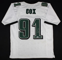 Fletcher Cox Signed Philadelphia Eagles White Jersey (Beckett) 4×Pro Bowl D.T.