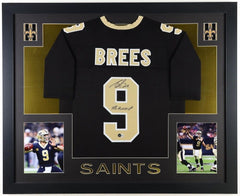 Drew Brees Signed New Orleans Saints 35x43 Framed Jersey (Beckett) S.B. XLIV MVP