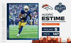 Audric Estime Signed Denver Broncos Mini Helmet (Beckett) Ex Notre Dame R.B.