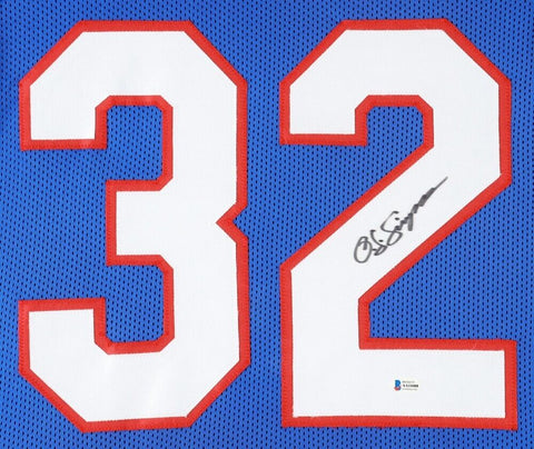 O J Simpson Signed Bills 35x43 Framed Jersey (Beckett) #1 Overall Draft Pck 1969