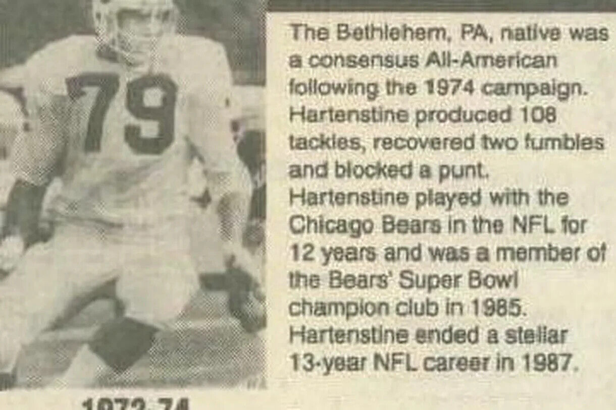 Mike Hartenstine Signed Penn State Jersey (JSA COA) Chicago Bears Super Bowl XX