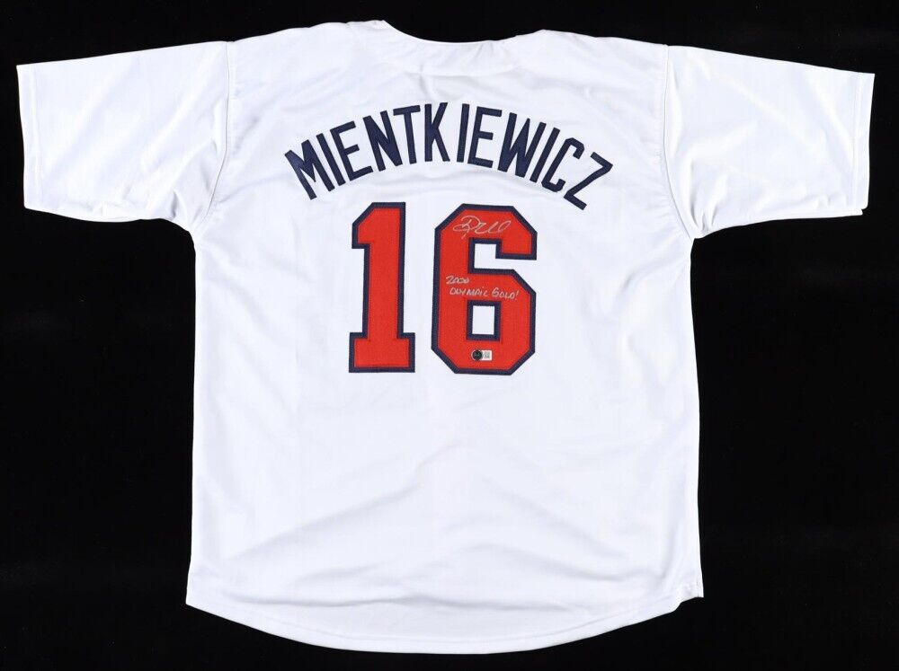 Doug Mientkiewicz Signed Team USA Jersey Inscribed "2000 Olympic Gold" (Beckett)