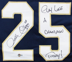 Raghib Rocket Ismail Signed Notre Dame Jersey Play Like A Champion Today Beckett