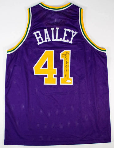 Thurl Bailey Signed Utah Jazz Jersey (JSA COA) 1983 1st Rnd Draft Pick N C State