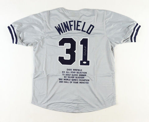 Dave Winfield Signed New York Yankees Career Highlight Stat Jersey (JSA COA) DH