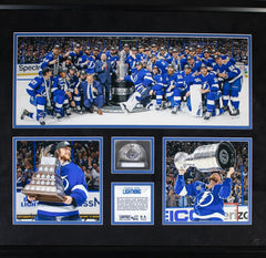 Tampa Bay Lightning 20" x27" Framed 2020 Stanley Cup Champs with Game Used Ice