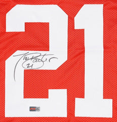 Tiki Barber Signed New York Giants Red Jersey (Playball Ink Holo) 3×Pro Bowl R.B