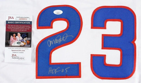 Ryne Sandberg Signed Chicago Cubs Career Stat Jersey Insc."HOF 05" (JSA COA)