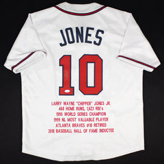 Chipper Jones Signed Atlanta Braves Jersey (JSA COA) 8xAll Star 3rd Baseman