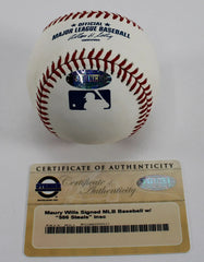 Maury Willis “586 Steals” Signed OML Baseball (Steiner COA) Los Angeles Dodgers