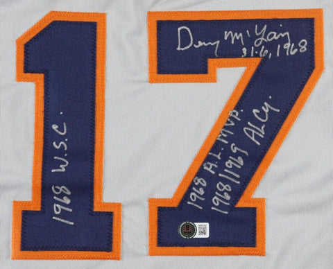 Denny McLain Signed Detroit Tigers Jersey 4xInscribed (Beckett) 1968 World Champ