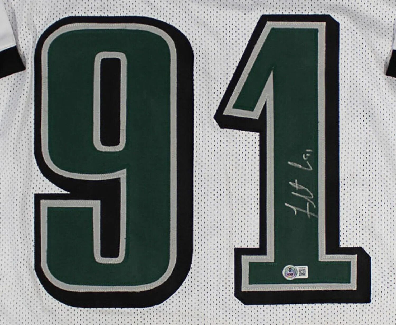 Fletcher Cox Signed Philadelphia Eagles White Jersey (Beckett) 4×Pro Bowl D.T.