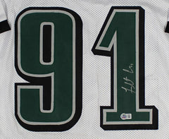 Fletcher Cox Signed Philadelphia Eagles White Jersey (Beckett) 4×Pro Bowl D.T.