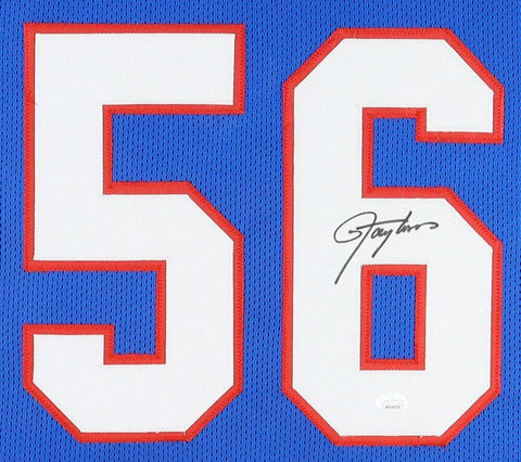Lawrence Taylor Signed New York Giants 35x43 Framed Jersey (JSA) 10xPro Bowl L.B