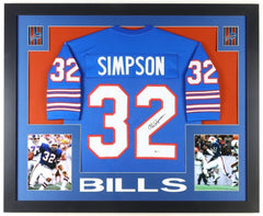 O J Simpson Signed Bills 35x43 Framed Jersey (Beckett) #1 Overall Draft Pck 1969