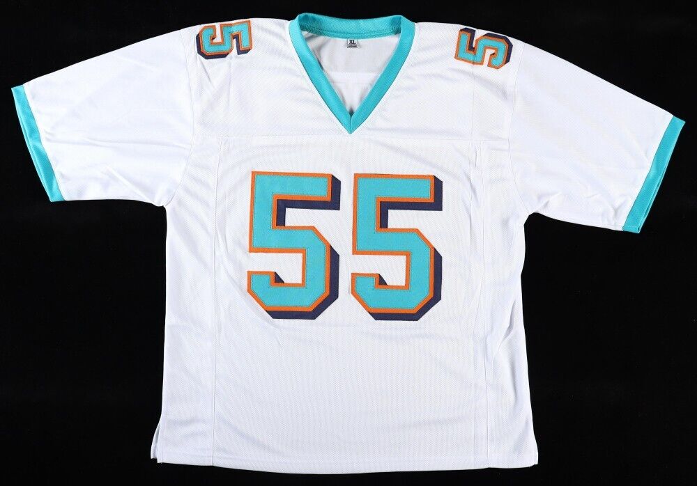 Joey Porter Sr Signed Miami Dolphins White Jersey (JSA) 4×Pro Bowl Linebacker