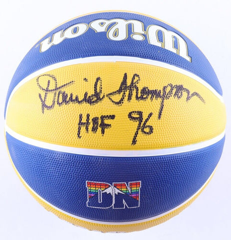 David Thompson Signed Denver Nuggets Basketball "HOF 96"(JSA) 1975 #1 Overall Pk