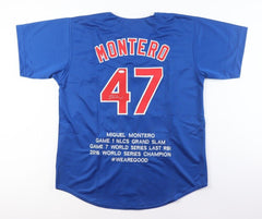 Miguel Montero Signed Chicago Cubs 2016 Playoff Highlights Stat Jersey (JSA COA)