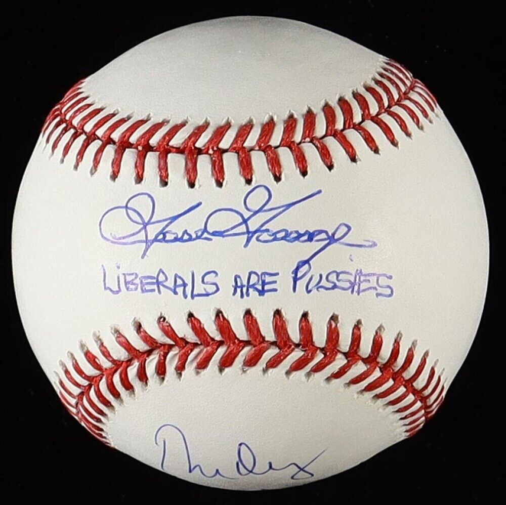 Goose Gossage & Rudy Giuliani Signed ML Baseball "Liberals are P**sies"(Beckett)