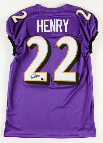 Derrick Henry Signed Baltimore Ravens Purple Jersey (Beckett) Ex-Alabama R.B.