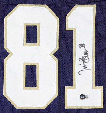 Tim Brown Signed Notre Dame Fighting Irish Career Stat Jersey (JSA COA) Raiders