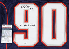 Chad Eaton Signed New England Patriots Jersey Inscrbed 1996 AFC Champs(JSA COA)