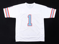 Warren Moon Signed Houston Oilers White Jersey "HOF 06" (Beckett) 9×Pro Bowl Q.B