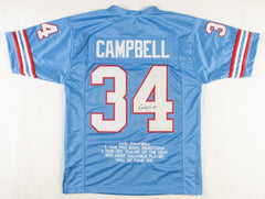 Earl Campbell Signed Houston Oilers Career Stat Jersey / 5×Pro Bowl RB (JSA COA)