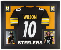 Roman Wilson Signed Steelers 35x43 Framed Jersey (Beckett) 2024 3rd round Pck WR