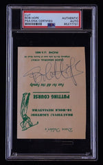 Bob Hope Signed Golf Score Card / Cut Authentic Signature (PSA Encapsulated)