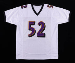 Ray Lewis Signed Baltimore Ravens White Jersey (Beckett COA) 13xPro Bowl L.B.