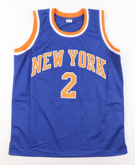Larry Johnson Signed New York Knicks Jersey (Beckett) #1 Overall Pk 1991 Draft