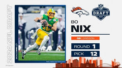 Bo Nix Signed Denver Broncos Jersey (Beckett) 2024 1st Round Pick #12 Overall QB
