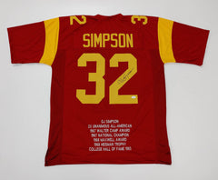 O J Simpson Signed USC Trojans Career Highlight Stat Jersey (JSA COA) Bills R.B