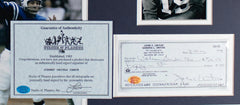 Johnny Unitas Signed Check In 14×18 Matted Display (SOP COA) Baltimore Colts Q.B