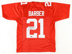 Tiki Barber Signed New York Giants Red Jersey (Playball Ink Holo) 3×Pro Bowl R.B