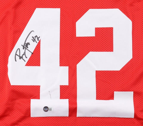 Ronnie Lott Signed 49ers Red Jersey (Beckett) San Francisco HOF Defensive Back