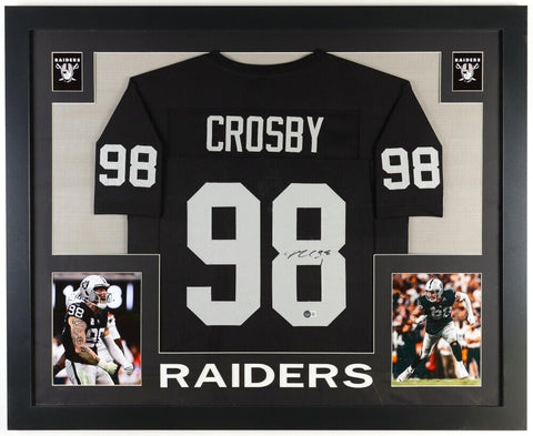 Maxx Crosby Signed Las Vegas Raiders 35x43 Framed Jersey (Beckett) 3xPro Bowl DT